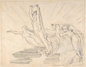 Morgon: Popes Odysséen, bok 12 (recto); studie till den slutliga teckningen (verso) av John Flaxman