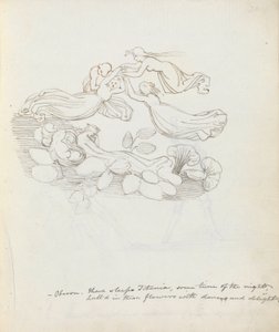 Oberon. Där sover Titania, någon gång på natten..., 1783 (penna, bläck & tvätt på papper) av John Flaxman