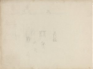 Ark med arkitektur- och figurstudier av John Flaxman