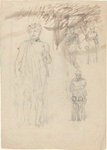 Studieark, inklusive Warrior with Child [recto and verso] av John Flaxman