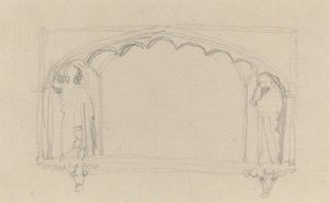 Skiss för ett gotiskt monument (Simcoe-monumentet?) av John Flaxman