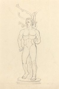 Staty av en manlig naken före ett träd av John Flaxman