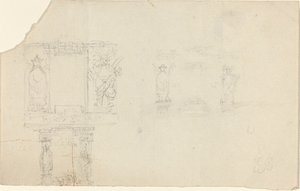 Struktur med figurer i asiatisk klänning (illustration till "The Casket"?) av John Flaxman