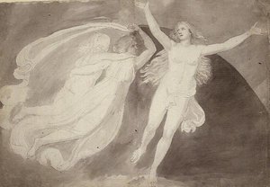 The Ascension of a Soul (penna, penna och bläck med grå tvätt på papper) av John Flaxman