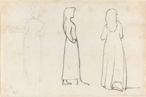 Tre skisser av en stående kvinna av John Flaxman