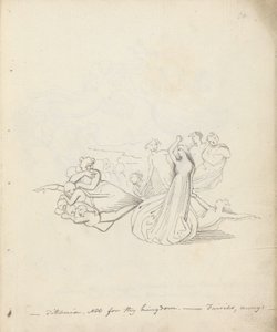 Titania. Inte för ditt rike. - Fairies away, 1783 (penna, bläck & tvätt på papper) av John Flaxman