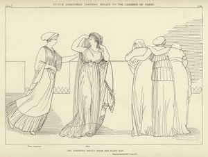 Venus förklädd bjuder in Helen till Paris Chamber av John Flaxman