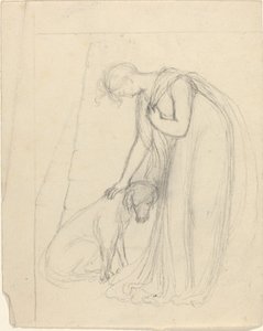 Kvinna som klappar en hund av John Flaxman
