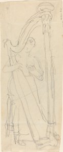 Kvinna som spelar harpa (Lavinia Banks?) av John Flaxman