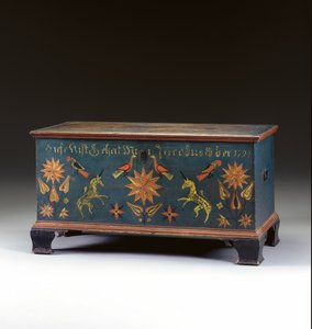 Dekorerad lyftkorg gjord för Jacob Ober, Rapho Township, Lancaster County, Pennsylvania, USA, 1794 av John Flory