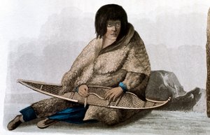 Kopparindisk flicka lagar snösko, 1823 av John Franklin