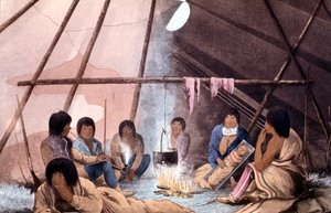 Interiör av Cree indiska tält, 1823