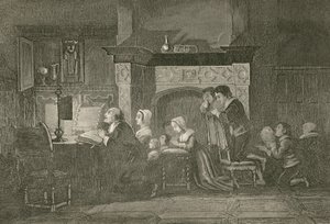 Livsmedelsaffären och hans familj vid böner av John Franklin