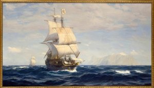 John Fraser: Magellan i sundet / målning