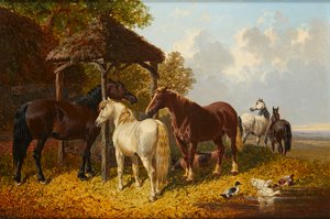 A Busy Farmyard Scene (olja på duk) av John Frederick Jr. Herring