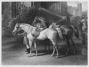 Drottningens hästar, från bilden i Kungliga Samlingen (gravyr) av John Frederick Jr. Herring