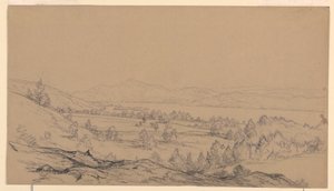 Teckning, Lake George, New York, mot nordost, 1850-65 av John Frederick Kensett