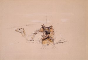 En bisharinarab vid sin kamel (penna och akvarell) av John Frederick Lewis