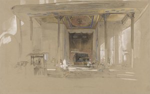 Huvudingången till den stora moskén (Ulucami) Bursa, Turkiet, ca 1840 (wc och kroppsfärg över grafit på vävt papper) av John Frederick Lewis