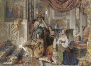 The Classic of Filial Piety, c.1085 (bläck och färg på siden) av John Frederick Lewis