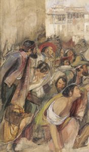 Study for the Proclamation of Don Carlos, c.1834-28 (w/c & kroppsfärg över krita och penna på papper) av John Frederick Lewis