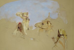 Studie av kameler med beduinförare i öknen vid berget Sinai (penna, wc och gouache på papper) av John Frederick Lewis