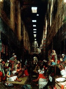 Bezestein-basaren i El Khan Khallil, Kairo av John Frederick Lewis