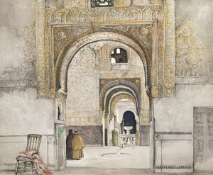 De två systrarnas sal (Sala de las dos Hermanas), från "Sketches and Drawings of the Alhambra", graverad av Willam Gauci (fl.1825-54), 1835 av John Frederick Lewis