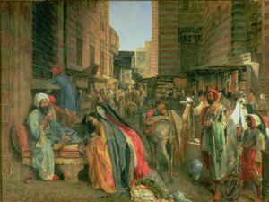 Ghooreyahs gata och moské, Kairo (panel) av John Frederick Lewis