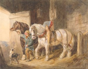Stallpojke med vagnhästar