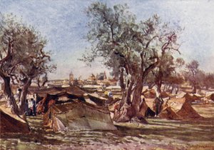 Beduinläger utanför Jerusalems norra mur av John Fulleylove