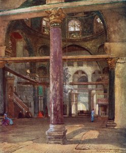 Interiör av moskén i El Aksa, från sydöstra (färg litho) av John Fulleylove
