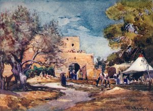 Medeltida byggnad utanför Jerusalems norra mur, 1902. av John Fulleylove