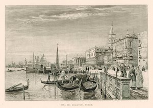 Riva dei Schiavoni, Venedig (litho) av John Fulleylove