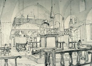 Spanska synagogan i Jerusalem - Interiör, 1902. av John Fulleylove