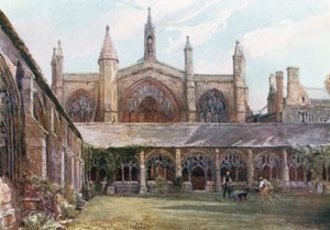 The Cloisters, New College (färglitografi)