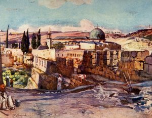 Moskén i El Aksa från insidan av Jerusalems södra mur, 1902. av John Fulleylove