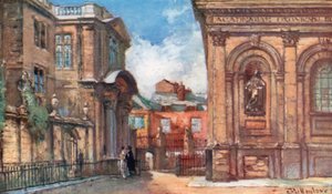 The Old Ashmolean Museum och Sheldonian Theatre (färglitografi) av John Fulleylove