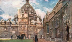 Radcliffe Library, eller Camera Bodleiana, från Brasenose College Quadrangle (färglitografi) av John Fulleylove