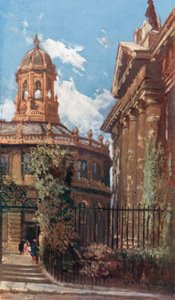 Sheldonian Theatre och Old Clarendon Buildings (färglitografi) av John Fulleylove