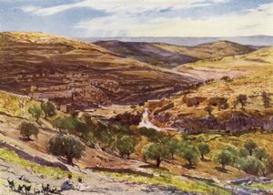 Valley of Hinnom, med Hill of Offense (färg litho) av John Fulleylove