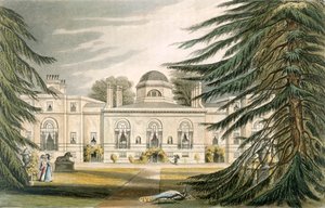 Trädgårdsfronten till Chiswick House (färggravyr) av John Gendall