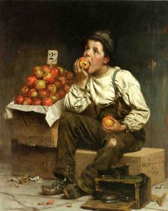 En pojke som äter äpplen, 1878