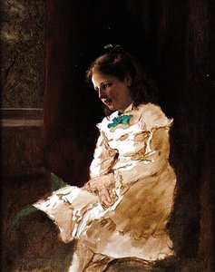 En ung flicka vid fönstret av John George Brown