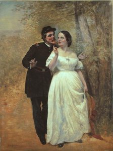 Uppvaktning (olja på duk) av John George Brown