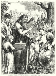 Alfred i det danska lägret; eller, ett ljus i en mörk tid (gravyr) av John Gilbert