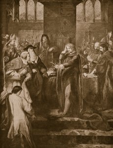 Kung Richard II överlämnar kronan till sin kusin Bolingbroke, illustration från 