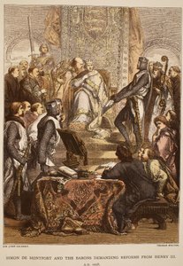 Simon de Montfort och baronerna kräver reformer av Henrik III, 1258, graverad av Thomas Bolton av John Gilbert