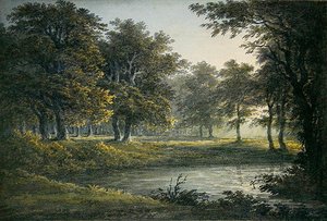 Kväll (akvarell på papper) av John Glover
