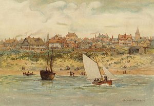 Liverpool: En utsikt över New Brighton från havet (färg litho)